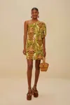 Farm Rio Active Green Pineapple Tapestry Lenzing Ecovero Euroflax Mini Dress