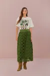 Farm Rio Active Green Richelieu Midi Skirt