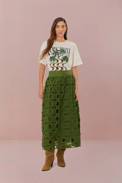 Farm Rio Active Green Richelieu Midi Skirt