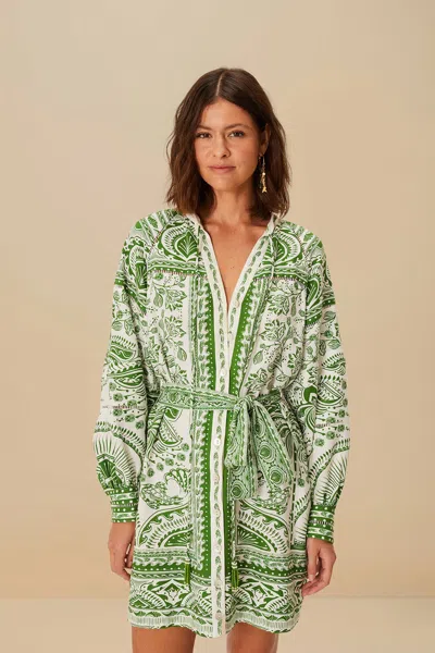 Farm Rio Active Green River Ride Lenzing Ecovero Euroflax Mini Dress
