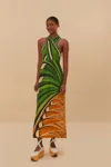 Farm Rio Active Green Toucan Tree Lenzing Ecovero Euroflax Maxi Dress In Toucan Tree Green