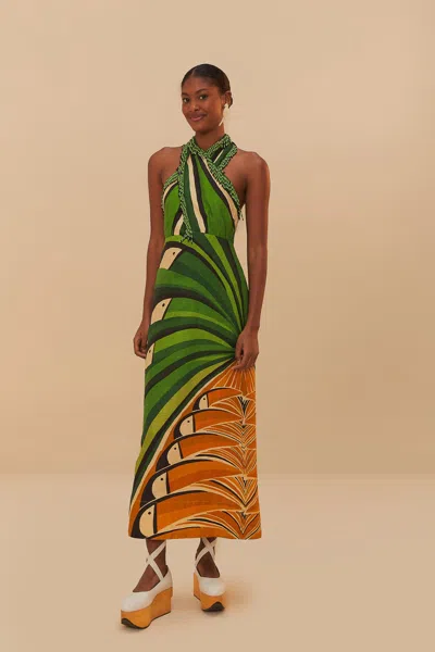 Farm Rio Active Green Toucan Tree Lenzing Ecovero Euroflax Maxi Dress In Toucan Tree Green