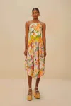 Farm Rio Active Guaragarden Euroflax Premium Linen Sleeveless Midi Dress