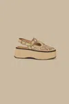 Farm Rio Ivory T-strap Embroidered Flatform