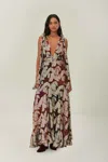 Farm Rio Active Jacquard Lurex Sleeveless Maxi Dress In Beige