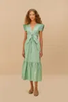 Farm Rio Active Light Green Butterfly Cut-out Midi Dress In Green
