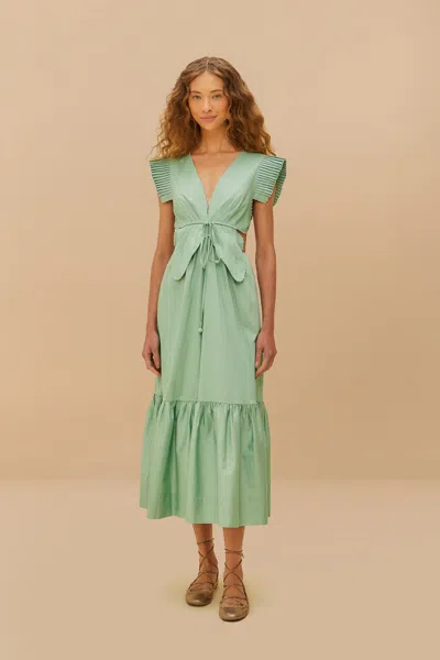 Farm Rio Active Light Green Butterfly Cut-out Midi Dress
