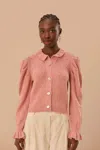 Farm Rio Ruffled Cable-knit Cardigan
