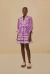 Farm Rio Lilac Sweet Garden Mini Dress In Sweet Garden Lilac