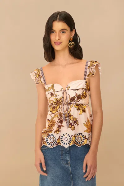 Farm Rio Active Lilac Tropical Landing Sleeveless Blouse