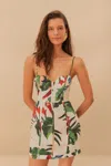 Farm Rio Active Midnight Macaw Fiesta Off-white Sleeveless Flower Mini Dress In Midnight Macaw Fiesta Off-white