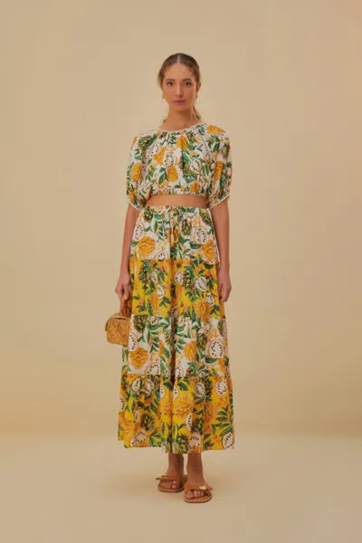 Farm Rio Mixed Biriba Maxi Skirt In Multi
