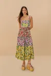 Farm Rio Active Mixed Bougainvillea Sleeveless Maxi Dress In Halftone Bouganvillea Off-white