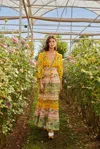 Farm Rio Active Mixed Delicate Flowers Long Sleeve Maxi Dress In Delicate Flowers Stripes