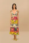 Farm Rio Active Mixed Flowers Midi Dress In Flowers Mix