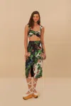 FARM RIO ACTIVE MIXED MIDNIGHT MACAW FIESTA LENZING ECOVERO EUROFLAX MIDI SKIRT