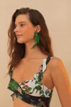 Farm Rio Active Mixed Midnight Macaw Fiesta Wavy Crop Top