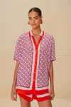 Farm Rio Active Multicolor Graphic Pineapple Scarf Shirt