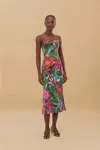 FARM RIO ACTIVE MULTICOLOR JARDIN DE REVE ORGANIC COTTON MIDI DRESS