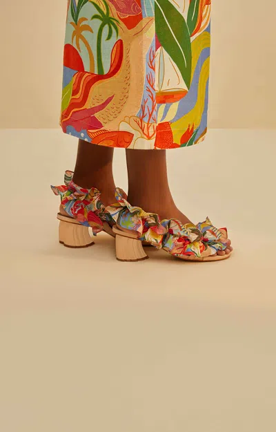 Farm Rio Active Multicolor Ocean View Monstera Heeled Sandal