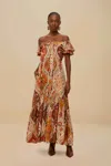 Farm Rio Active Multicolor Romantic Nature Off-shoulder Maxi Dress