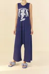 Farm Rio Navy Blue Nature Organic Cotton Jumpsuit In Navy Blue