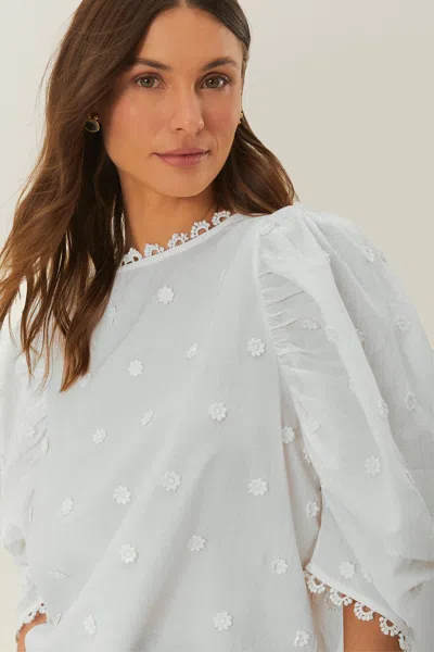 Farm Rio Active Off-white 3d Flowers Blouse