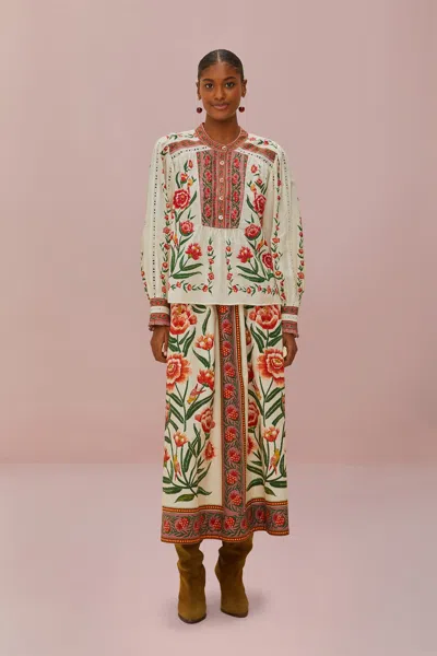 Farm Rio Active Off-white Ainika Delicate Blouse In Multi