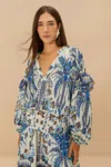 Farm Rio Active Off-white Ana Tapestry Blouse