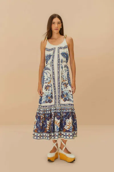 Farm Rio Active Off-white Ana Tapestry Fish Strap Maxi Dress In Ana Tapestry Off-white