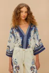Farm Rio Active Off-white Ana Tapestry Kimono Bodysuit