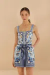 Farm Rio Off-white Ana Tapestry Lenzing Ecovero Euroflax Romper