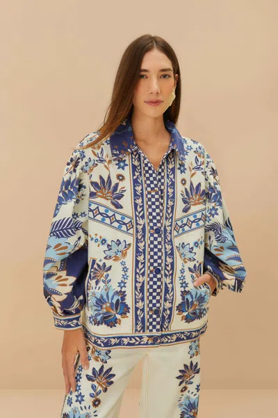 Farm Rio Active Off-white Ana Tapestry Tropical Jacket In Ana Tapestry Off-white