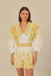 Farm Rio Off-white Azaleia Lapel Romper