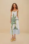 Farm Rio Active Off-white Banana Tree Euroflax Premium Linen Maxi Dress