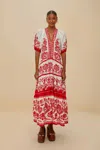 Farm Rio Off-white Boho Garden Short Sleeve Midi Dress