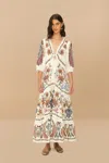 Farm Rio Active Off-white Boho Glam Lenzing Ecovero Euroflax Maxi Dress In Boho Glam Off-white