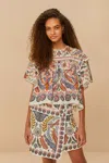 Farm Rio Active Off-white Boho Glam Mini Skirt