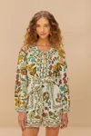 Farm Rio Active Off-white Botanicals Belted Romper