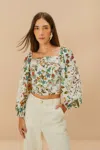 Farm Rio Active Off-white Botanicals Lace Blouse