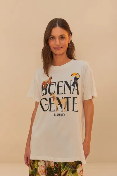 Farm Rio Active Off-white Buena Gente Relaxed T-shirt