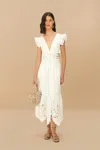 Farm Rio Active Off-white Butterfly Richelieu Midi Dress In Off-white