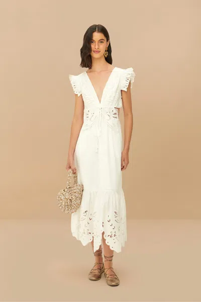 Farm Rio Active Off-white Butterfly Richelieu Midi Dress