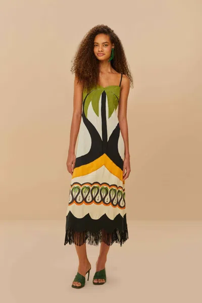 Farm Rio Active Off-white Coconut Tree Flow Lenzing Ecovero Euroflax Dress In Coconut Tree Flow Multicolor