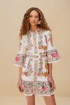 Farm Rio Active Off-white Delicate Forest Scarves Organic Cotton Mini Dress