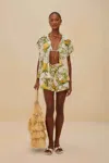 Farm Rio Active Off-white Delicate Pineapple Short