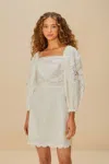 Farm Rio Active Off-white Embroidered Euroflax Premium Linen Mini Dress