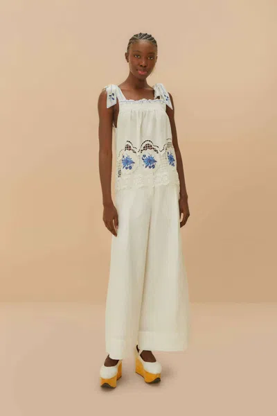 Farm Rio Active Off-white Euroflax Premium Linen High Waisted Pants
