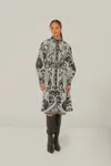 Farm Rio Active Off-white Flower Leopards Collared Midi Dress In Flower Leopards Off-white