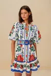 Farm Rio Active Off-white Flower Tapestry Mini Dress